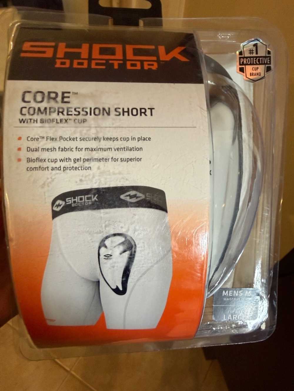 Shock Doctor Core Compression Short with Bioflex Cup - White